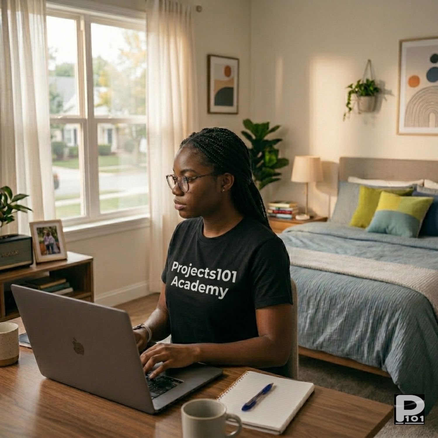 A Projects101 Academy learner studying